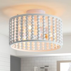 Boho Style Wood Bead Chandelier Ceiling Light