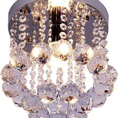 Elegant Crystal Chandelier Ceiling Lighting Mini Flush Mount Fixture