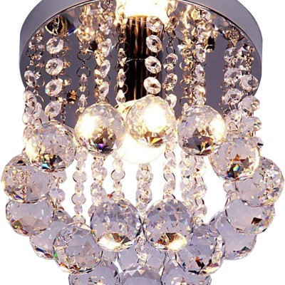 Elegant Crystal Chandelier Ceiling Lighting Mini Flush Mount Fixture