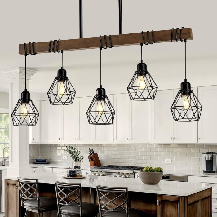 Elegant Kitchen Island Lighting Wood