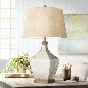 Farmhouse Table Lamp Glass Wood