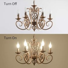 French Country Wrought Iron Candle Chandelier 2