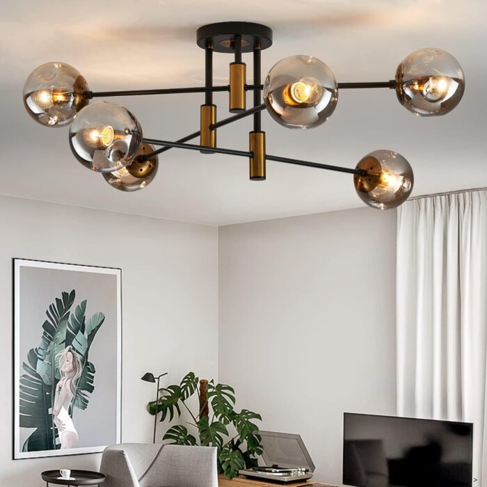 Glass Globe Lighting Sleek Sputnik Chandelier