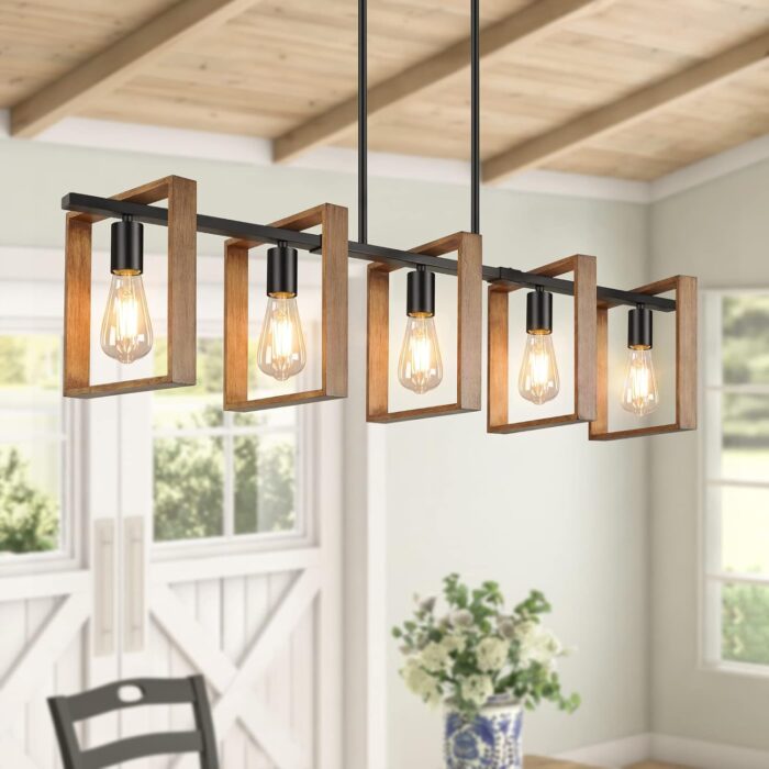 Hanging Light Fixtures Rustic Wood Design