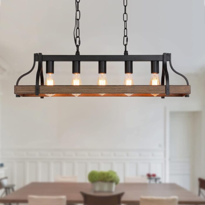 Industrial Pendant Light Stylish Wood Finish