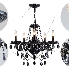 Modern Home E12 Base Light Black Chandelier Fixture 2